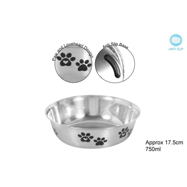 POLISHED STAINLESS STEEL PET BOWL 17.5CM