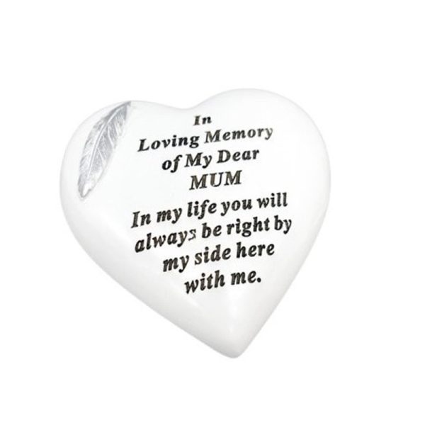 MEMORIAL FEATHER HEART WHITE & SILVER SOMEONE SPECIAL15X15CM