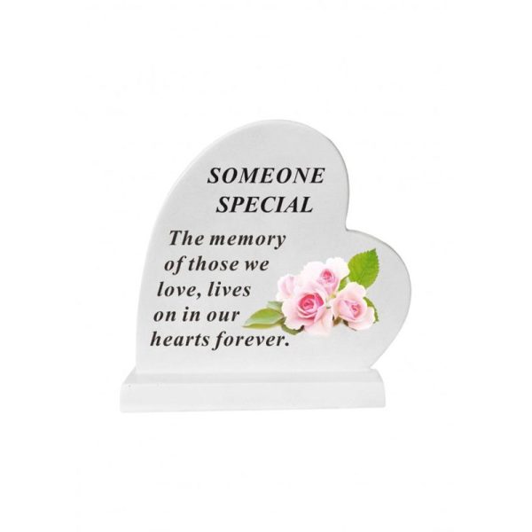 MEMORIAL HEART WITH WATER DECAL ROSE SOMEONE SPECIAL