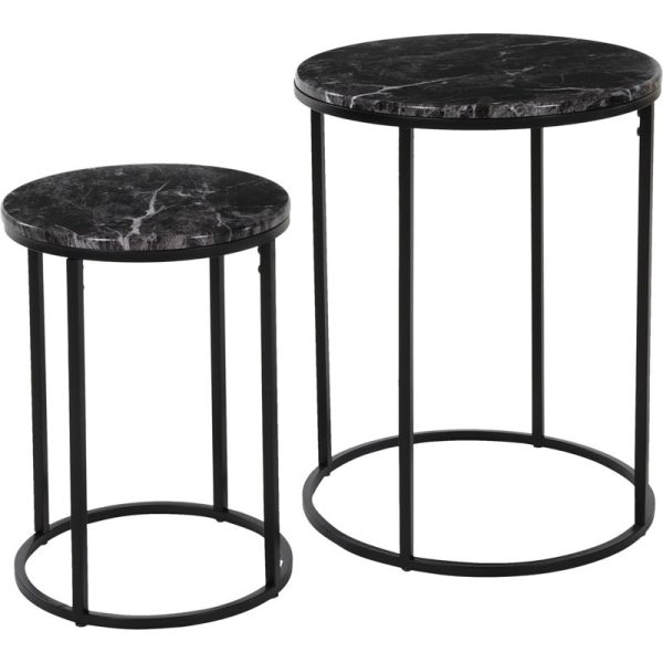 METAL SIDE TABLE WITH MDF TOP BLACK