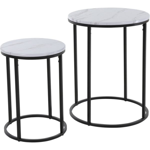 METAL SIDE TABLE WITH MDF TOP WHITE