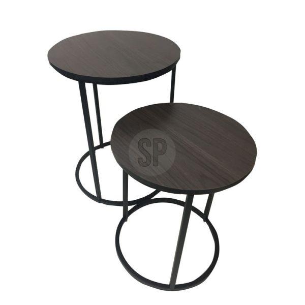 METAL SIDE TABLE WITH PINWOOD TOP BLACK