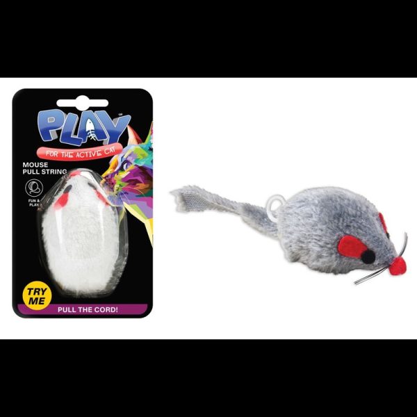 CAT MOUSE PULL STRING 20CM 2AS