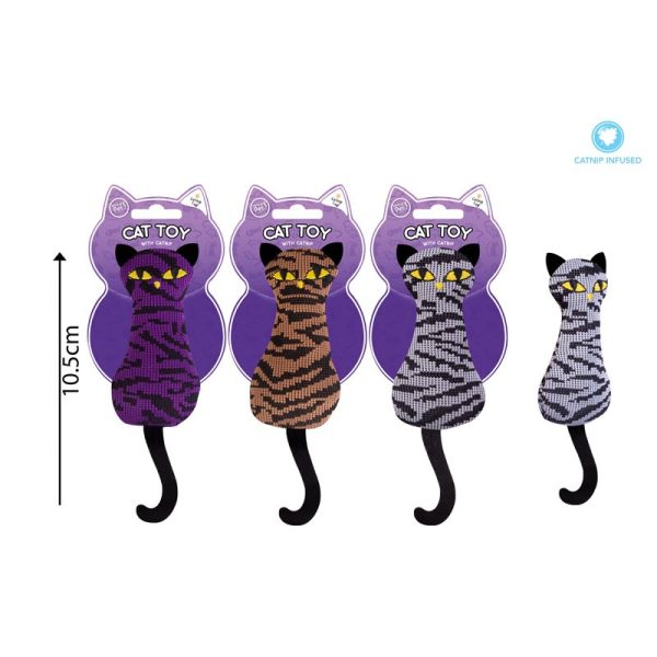 CAT SHAPED CAT TOY WITH CATNIP 3 COLOURS