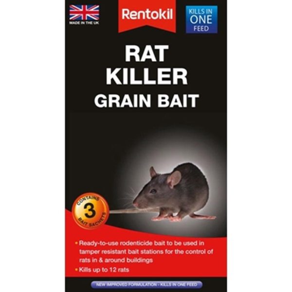 RENTOKIL RAT KILLER GRAIN BAIT PACK OF 3