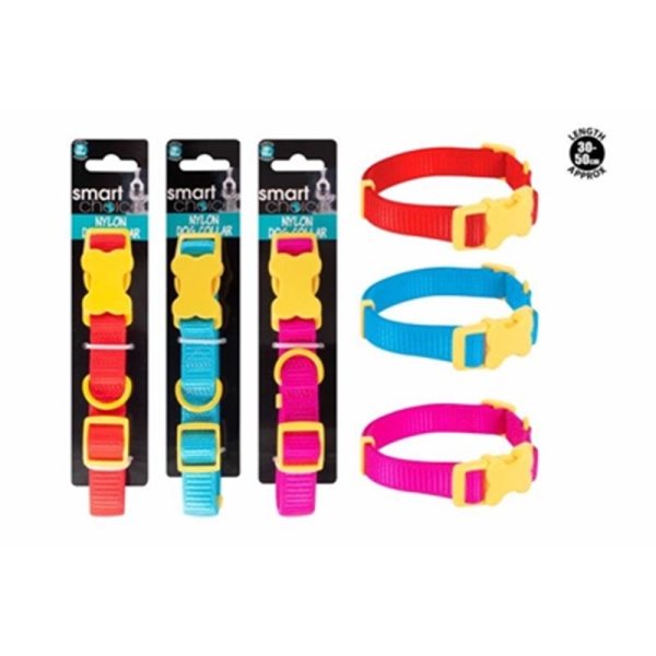 SMART CHOICE BRIGHT NYLON DOG COLLAR 2X30-50C