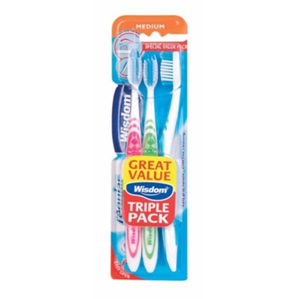 WISDOM TOOTHBRUSH REGULAR MEDIUM TRIPLE PACK OF 6