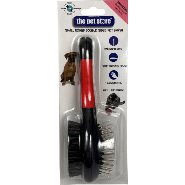 PET STORE SMALL ROUND DOUBLE SIDED PET BRUSH