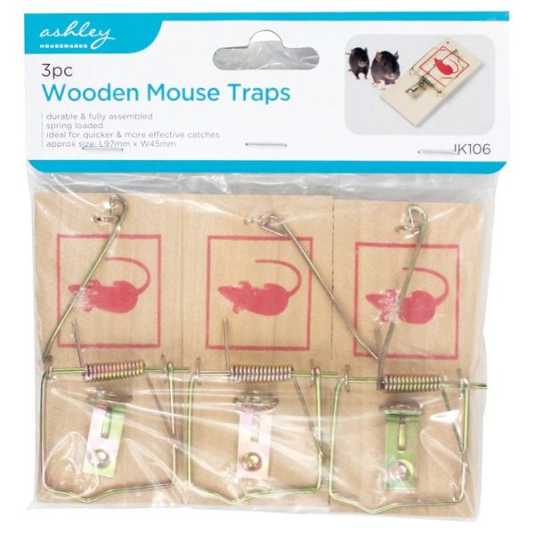 ASHLEY 3PCE WOODEN MOUSE TRAPS