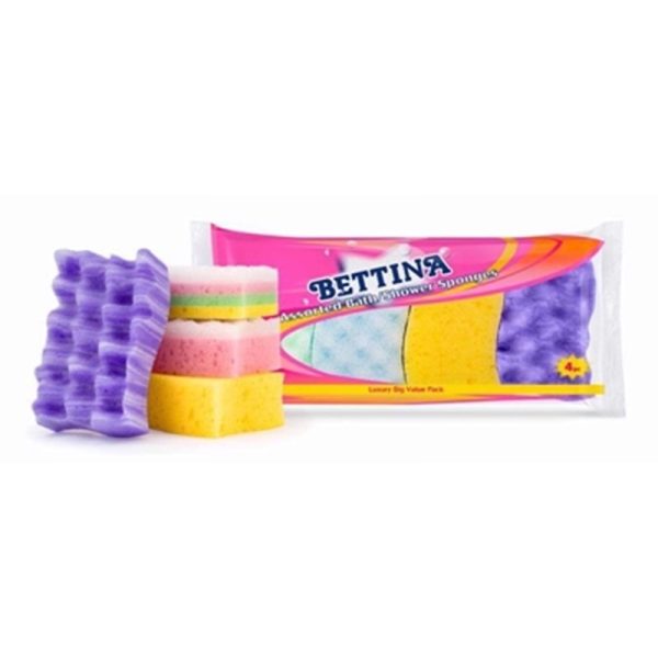 BETTINA SPONGE BATH SHOWER 4 SPONGE PACK OF 6