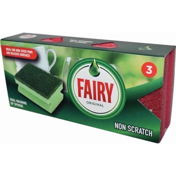 FAIRY DUAL SPONGE SCOURER WITH CRYSTALS PACK OF 3