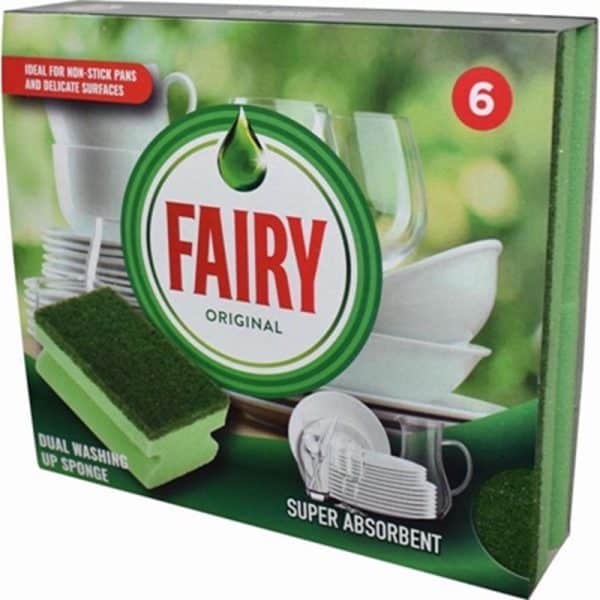 FAIRY DUAL SPONGE SCOURER WITH CRYSTALS PACK OF 6