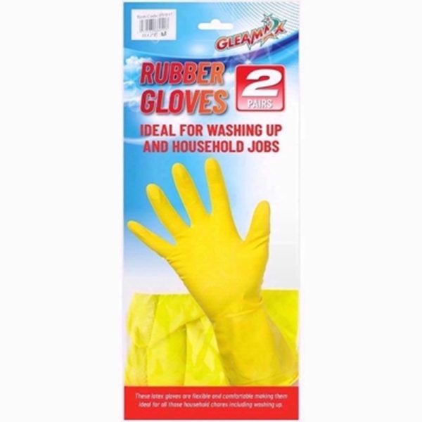 GLEAMAX 2 PAIRS WASHING UP GLOVES MEDIUM