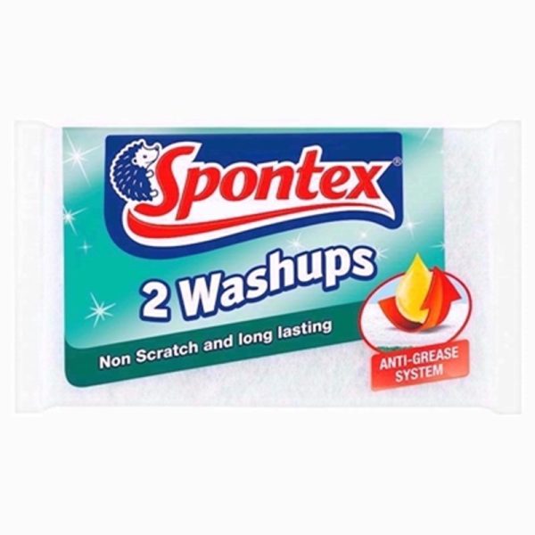 SPONTEX 2 SPONGE SCOURERS NON SCRATCH PACK OF 6