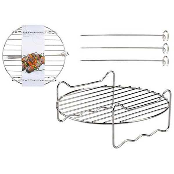 B&CO AIR FRYER RACK WITH SKEWERS 19 X 19 X 5CM