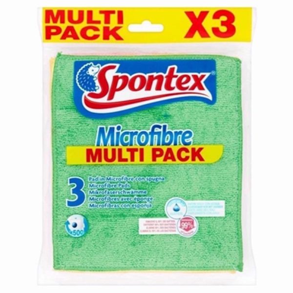 SPONTEX 3 MICROFIBRE PAD MULTI PACK