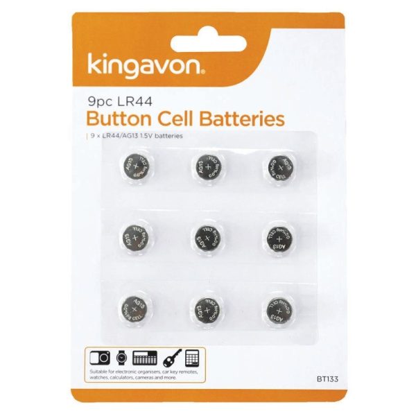 KINGAVON BUTTON CELL BATTERIES LR44 9PC