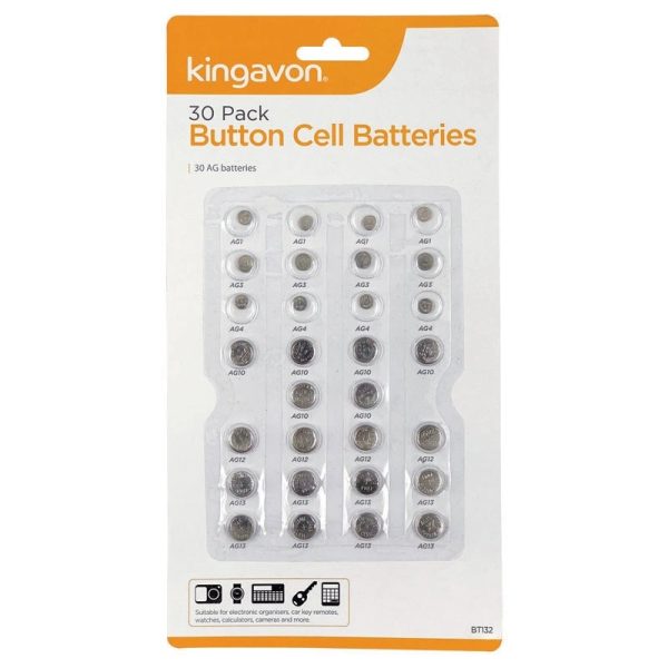 KINGAVON BUTTON CELL BATTERIES 30PC