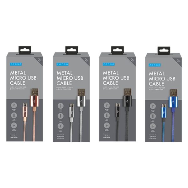 METAL MICRO USB CABLE 1M SUITABLE FOR ANDROID AND OTHERS