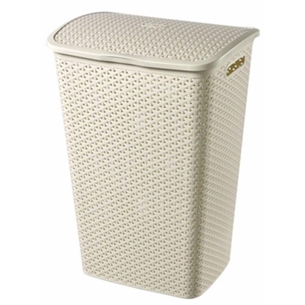 CURVER RATTAN HAMPER & LID 55LTR WHITE