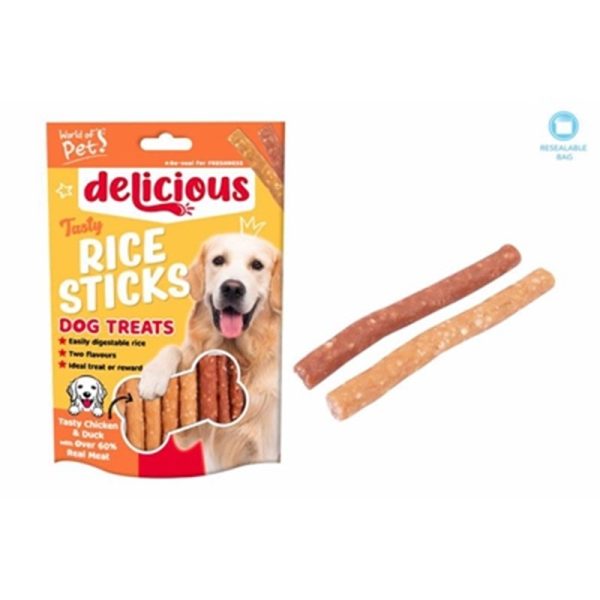 WORLD OF PETS CHICKEN & DUCK RICE STICKS PACK OF 12