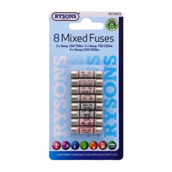 RYSONS FUSES ASSORTED PACK OF 8