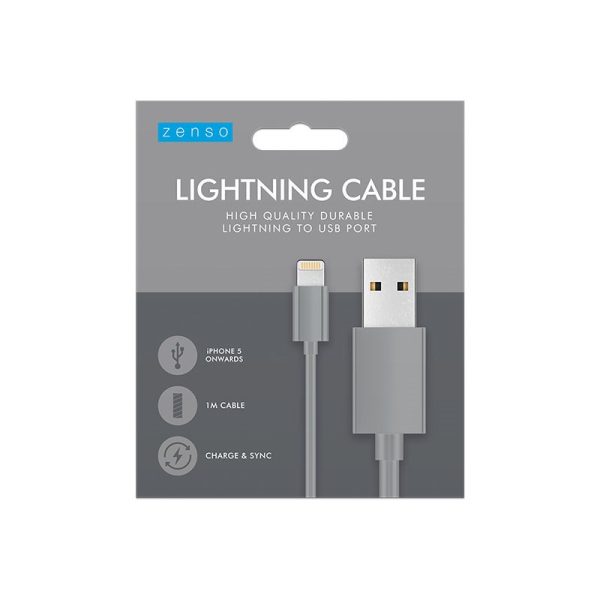 ZENSO LIGHTNING TO USB CABLE 1M COLOURED