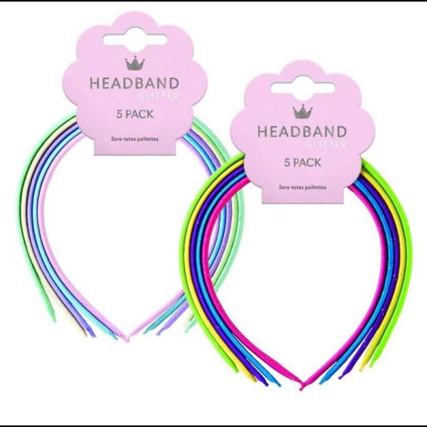 HEADBAND W/GLITTER THREAD PACK OF 5