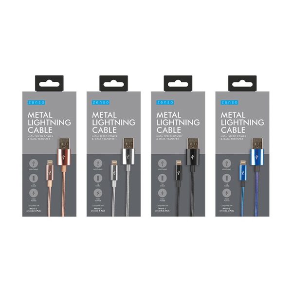 ZENSO METAL LIGHTING CABLE 1M SUITABLE FOR IPHONE 5 & ONWARDS