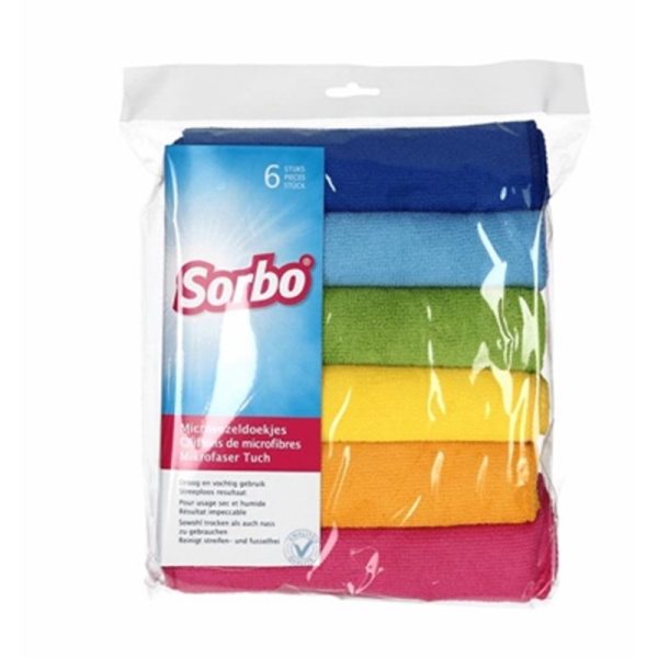 SORBO MICROFIBRE CLOTHS RAINBOW 6PCS