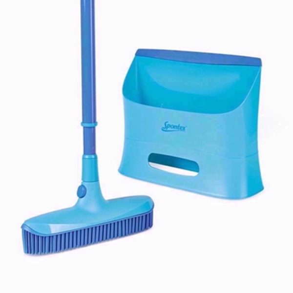 SPONTEX CATCH & CLEAN RUBBER BROOM / DUSTPAN