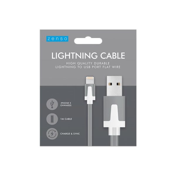 ZENSO LIGHTNING TO USB FLAT CABLE 1M