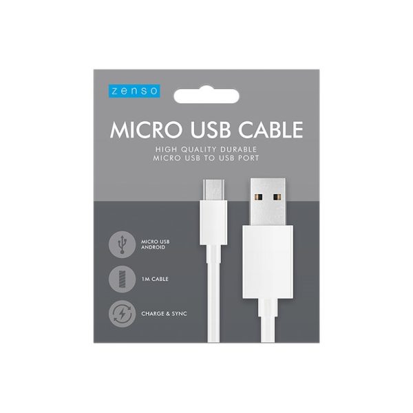 ZENSO MICRO USB 1M WHITE CABLE