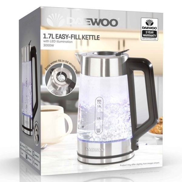 DAEWOO ILLUMINATED KETTLE 1.7LTR 3KW