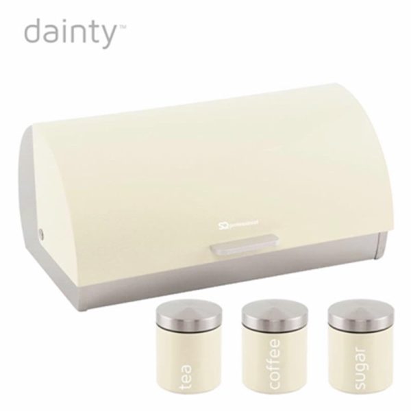 DAINTY BREAD BIN & CANISTERS CREAM