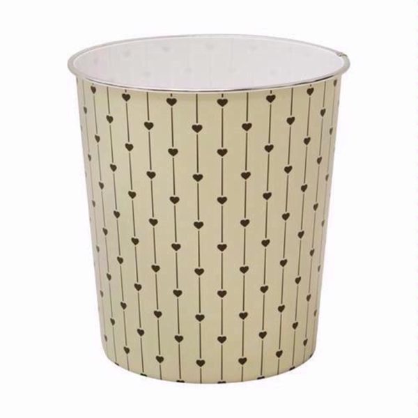 JVL PLASTIC WASTE PAPER BIN CREAM HEART