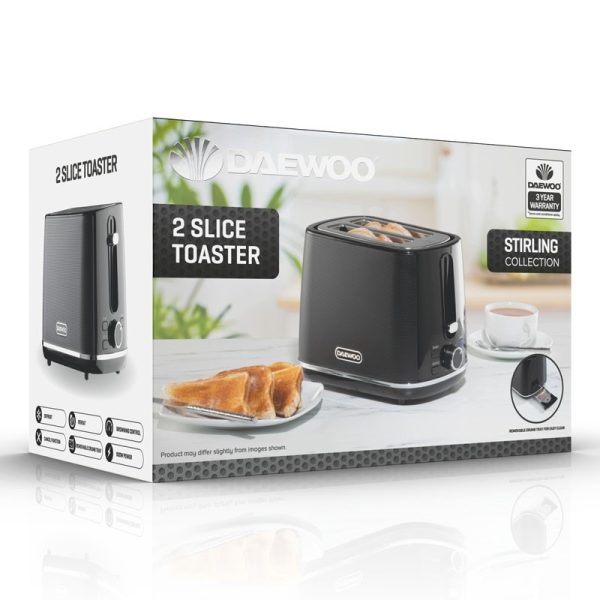 DAEWOO STIRLING TOASTER BLACK 2 SLICE