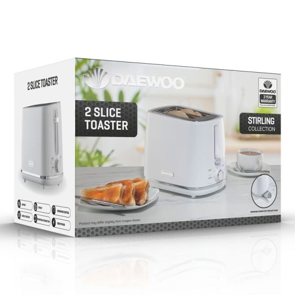 DAEWOO STIRLING TOASTER WHITE 2 SLICE