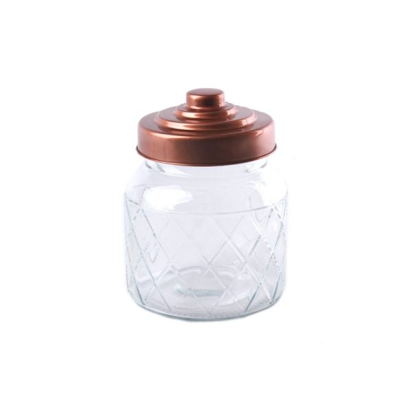 GLASS JAR ROUND COPPER LID 10X14CM