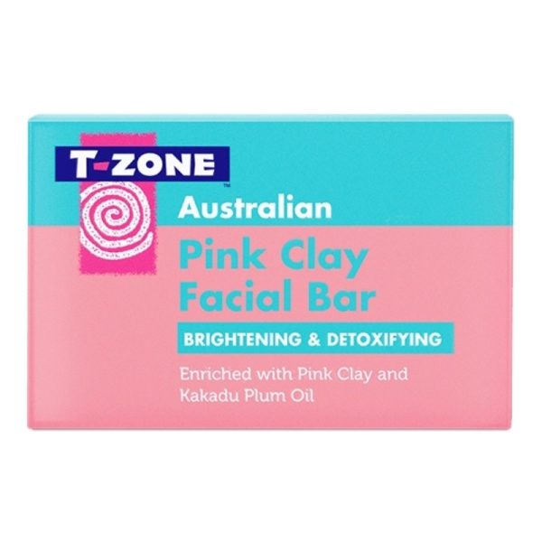 T ZONE AUSTRALIAN PINK CLAY FACIAL CLEANSING SOAP BAR / BRIGHTENING & DETOXIFYING 100G PACK OF 6