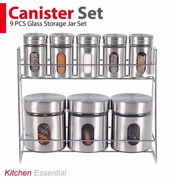 STORAGE JAR SET ON STAND 9PC