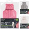 BRIGHT & HOMELY HOT WATER BOTTLE & KNITTED COVER 2L (ASSORTED COLOURS)