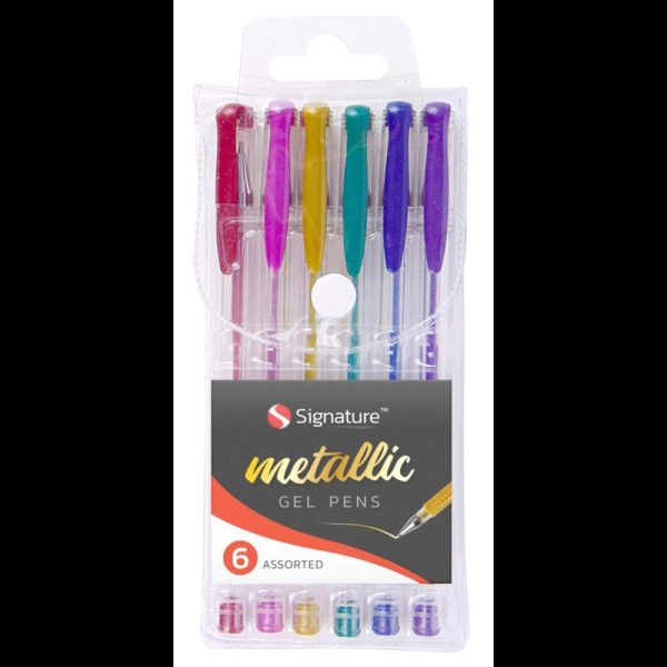 SIGNATURE PENS GEL PACK OF 6 METALLIC