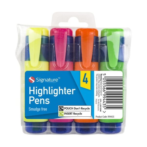 SIGNATURE PENS HIGHLIGHTER PACK OF 4