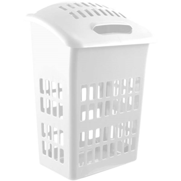 SIGNATURE LAUNDRY BASKET & LID WHITE