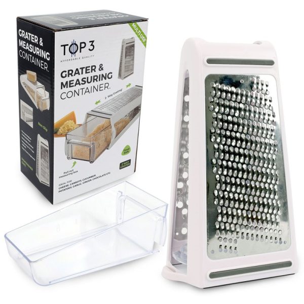 TOP 3 FOOD GRATER WITH MEASURING BOX 2-WAY