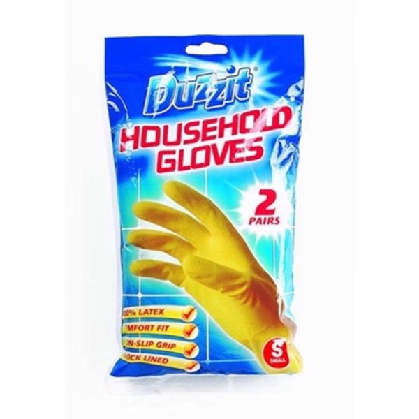 DUZZIT RUBBER GLOVES HOUSEHOLD SMALL 2 PAIRS