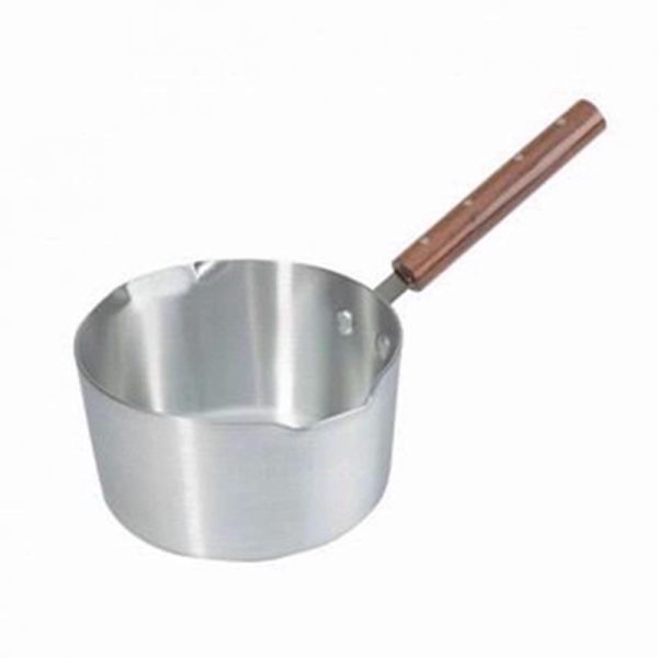 ALUMINIUM MILK PAN 6 INCH WOOD HANDLE