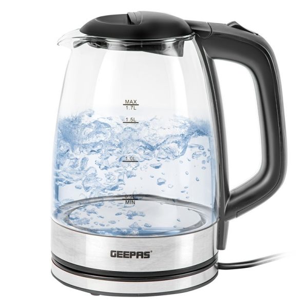 GEEPAS GLASS KETTLE BLACK