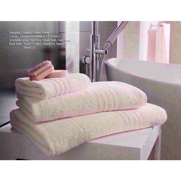 HAMPTON BATH SHEET CREAM PACK OF 4 80X140